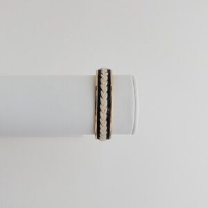 Stella & Dot Illuminate Cuff Bracelet Gold Tone Black White Woven Thread Design